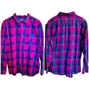 Eddie Bauer Men’s Black Red Plaid Button Down Flannel Shirt Shacket Vintage XL